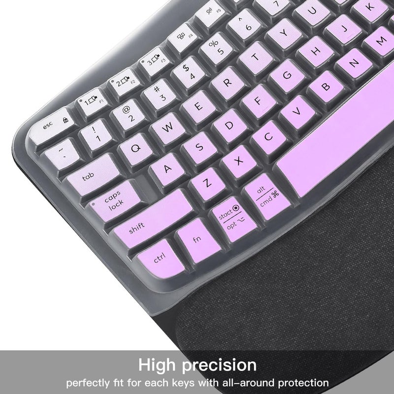 imComor Keyboard Cover Skin for Logitech Wave Keys MK670 Combo Keyboard Skin, Logitech Wave Keys Wireless Ergonomic Keyboard Cover Protector Skin Accessories, Ombre Purple - Image 2